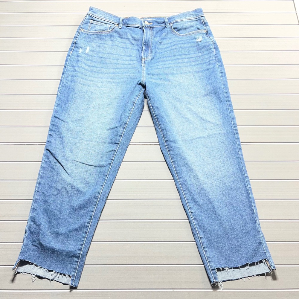 Sonoma Goods For Life Womens 16 Boyfriend Jeans Medium Wash Raw Hem‎ Distressed